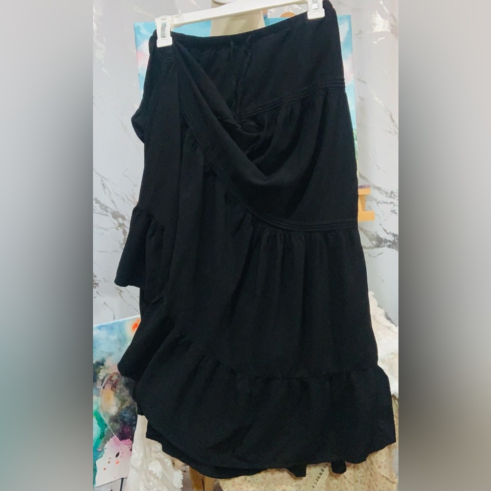 Black Tiered Ruffle Skirt - Women's Stylish Midi Skirt